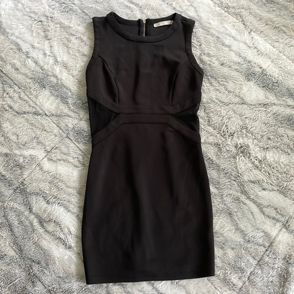Black Medium Bodycon Dress with Mesh Sides